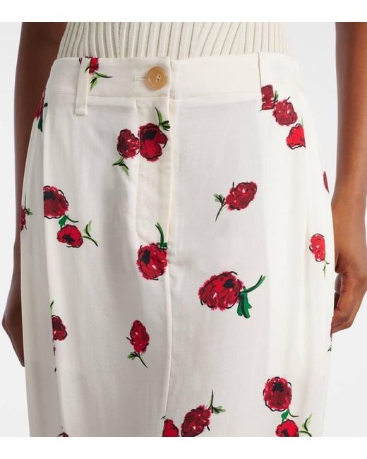 Khaite Pink Lucian Printed Twill Maxi Skirt