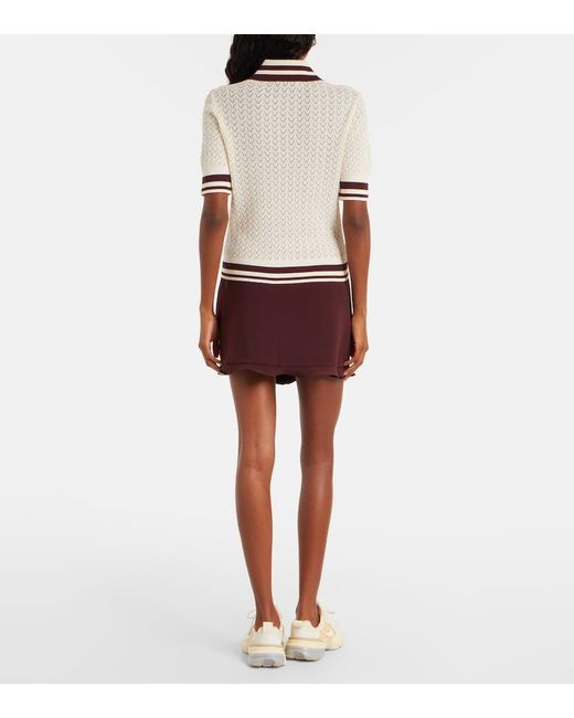 Tory Burch Natural Cotton Pointelle Polo Shirt
