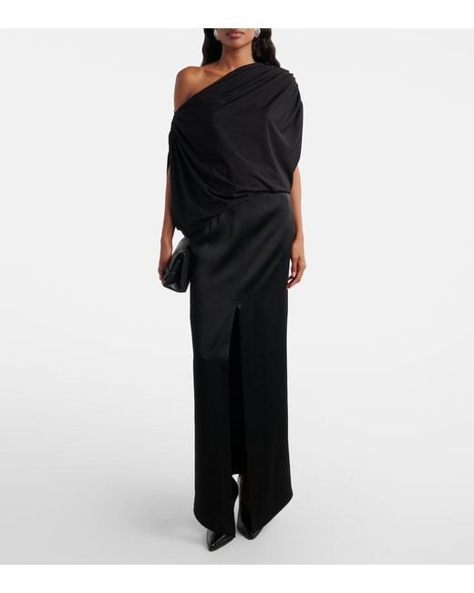 Wolford Blue Draped Off-Shoulder Bodysuit