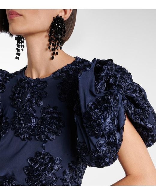 ROTATE BIRGER CHRISTENSEN Blue Floral-Applique Top