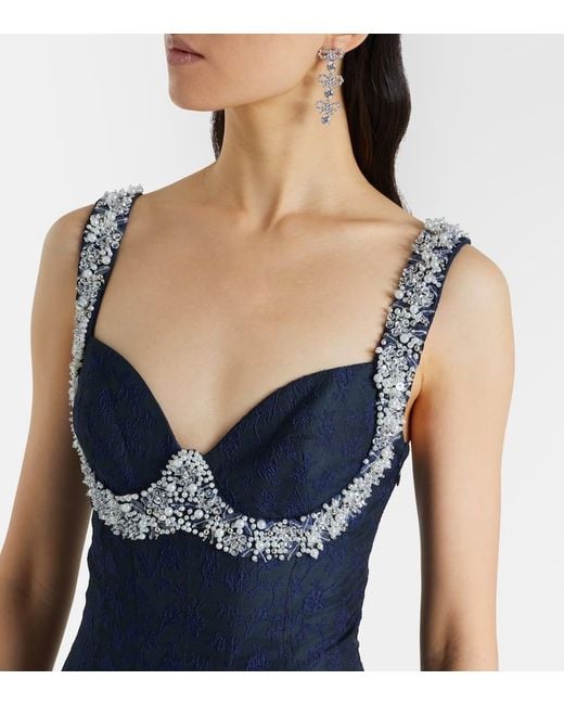 Vestido Midi Charlotte De Jacquard Adornado Jonathan Simkhai de color Blue