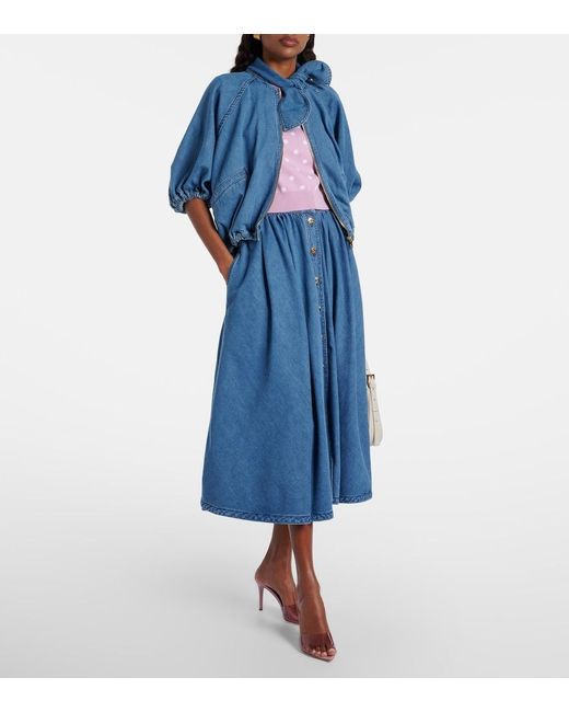 Patou Blue Tie-Neck Denim Jacket