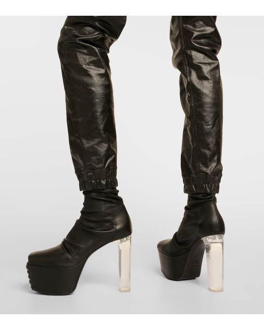 Rick Owens Black Minimal Grill Stretch 130 Leather Ankle Boots