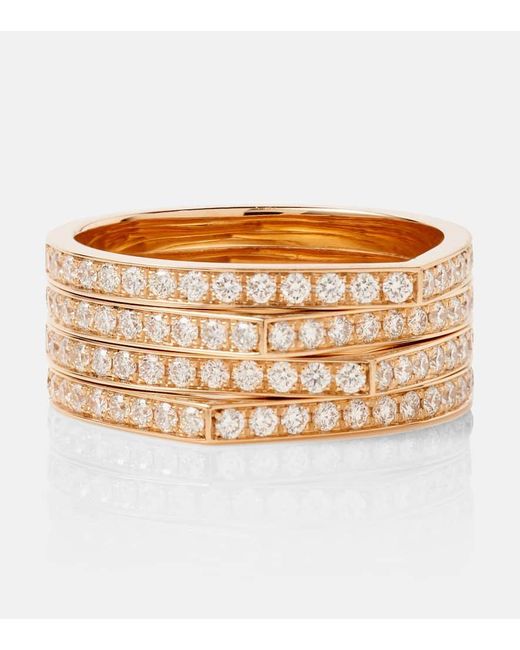 Repossi Metallic Antifer 4 Rows 18kt Rose Gold Ring With Diamonds