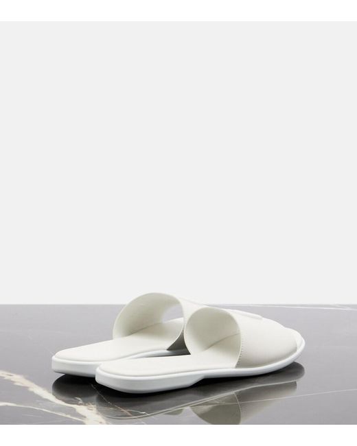 Gucci White Double G Leather Slides