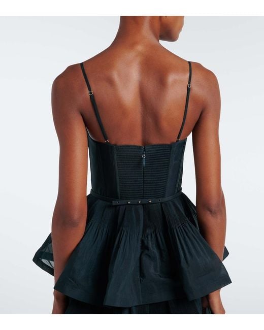 Zimmermann Black Pleated Tiered Bustier Dress