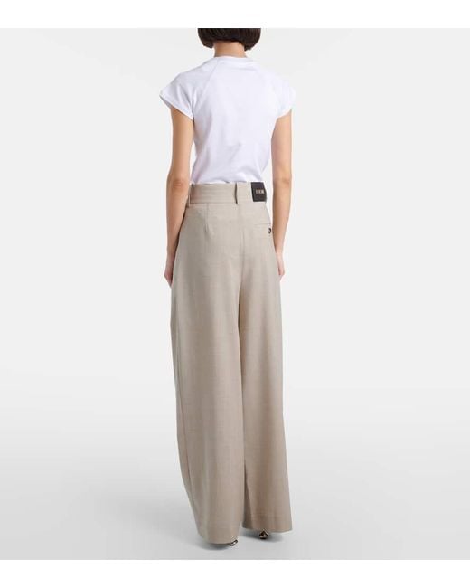 Pantaloni Asimmetrici A Gamba Larga di Loewe in Natural
