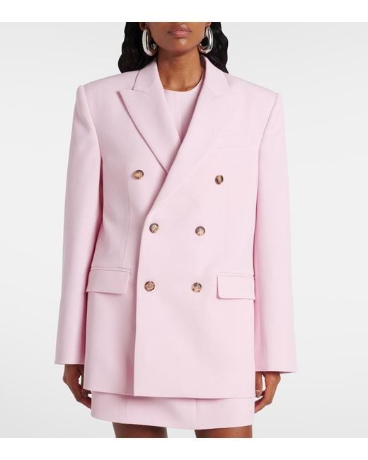 Wardrobe NYC Pink Double-Breasted Virgin Wool Blazer