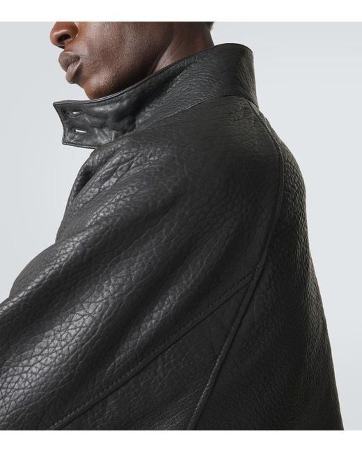 Studio Nicholson Black Over Leather Bomber Jacket for men