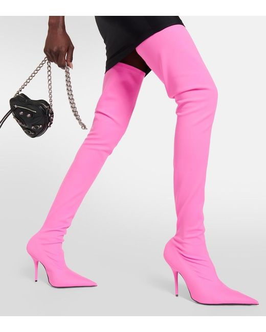 Balenciaga Pink Overknee-Stiefel Knife