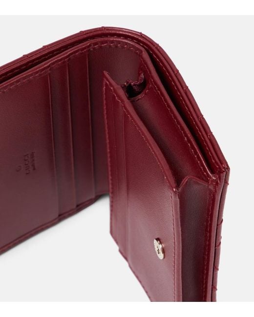 Gucci Red Gg Marmont Leather Card Case