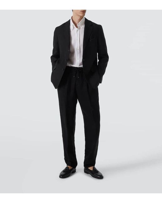 Rubinacci Black Linen Blazer for men