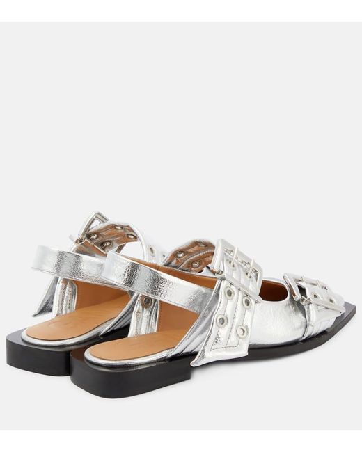 metallic slingback flats