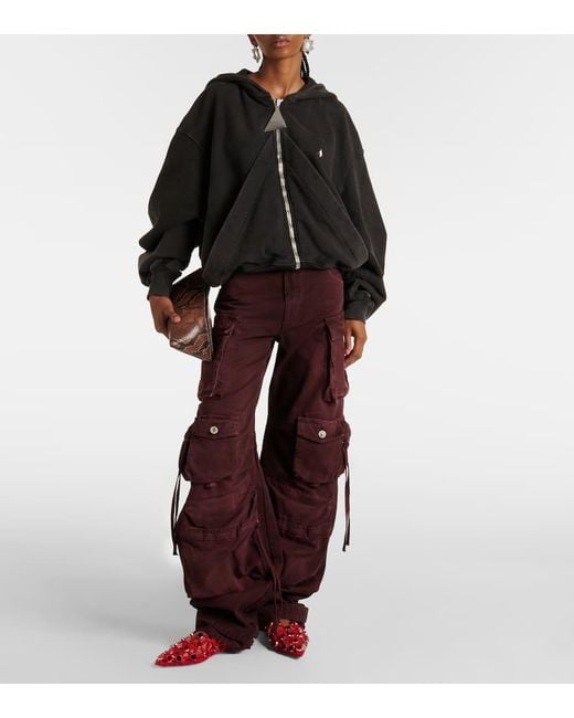 The Attico Red Fern Faded Cargo Barrel-Leg Jeans
