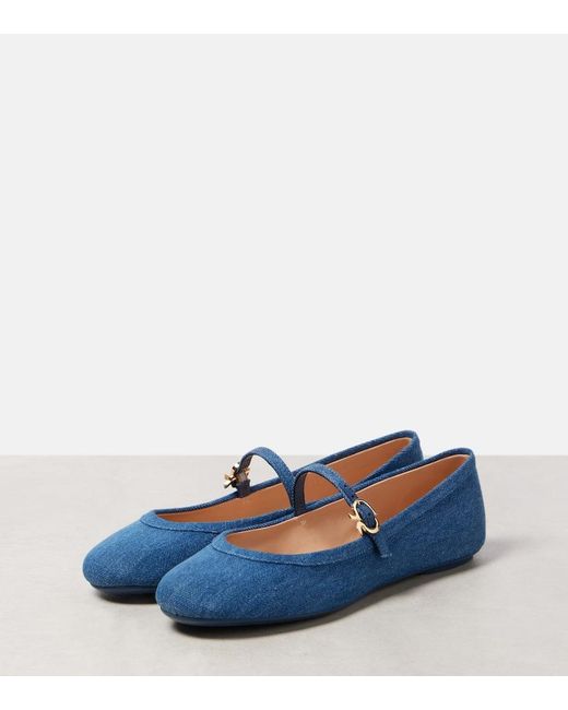 Gianvito Rossi Blue Carla Flat Ballerinas