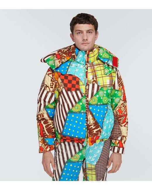 ERL Green Printed Cotton-Blend Down Jacket for men