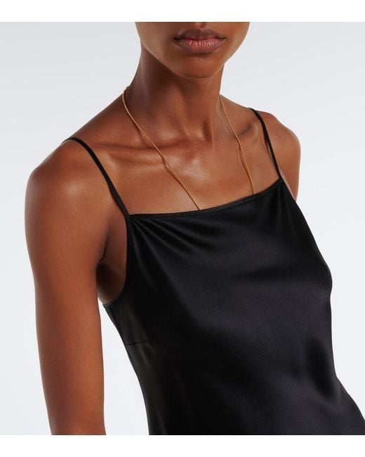 Joseph Black Cloe Silk Satin Midi Dress