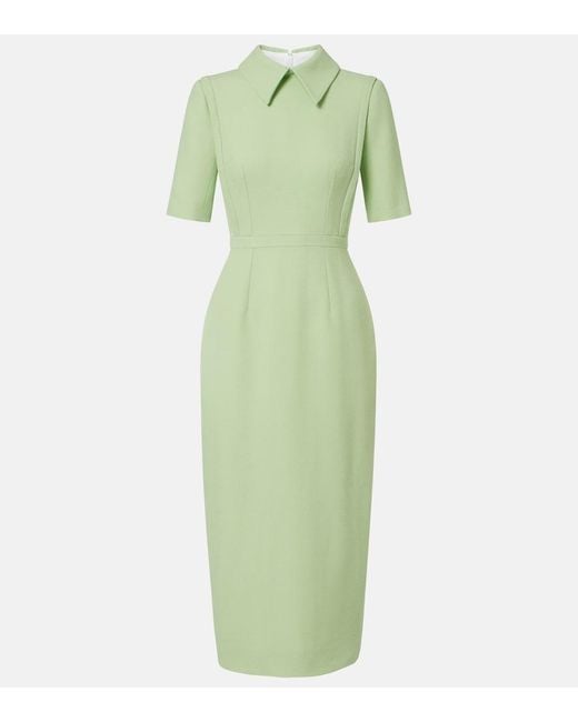 Emilia Wickstead Green Valletta Wool Crepe Midi Dress