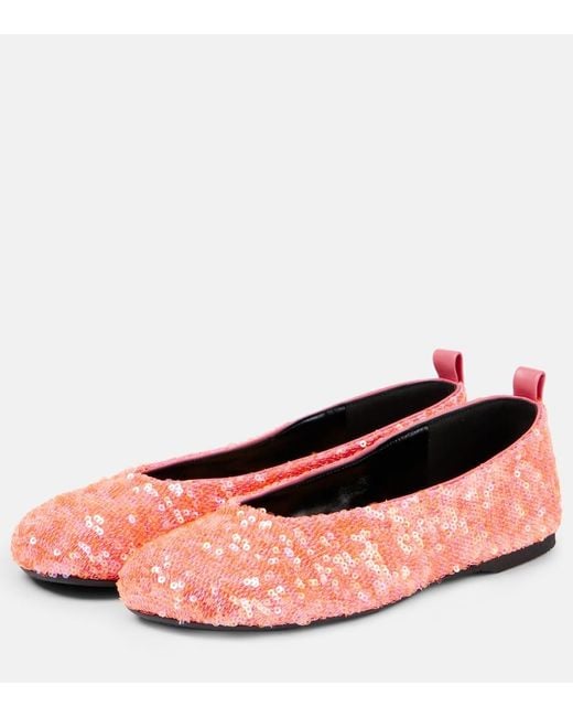 J.W. Anderson Pink Sequined Ballet Flats
