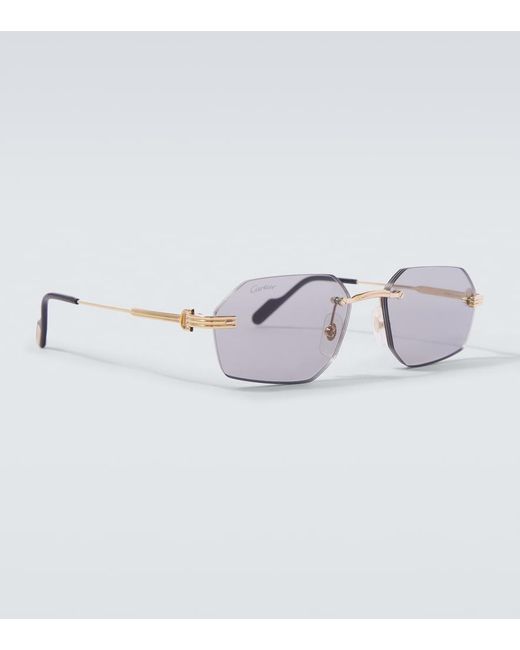 Cartier Blue Premiere De Cartier Rectangular Sunglasses for men