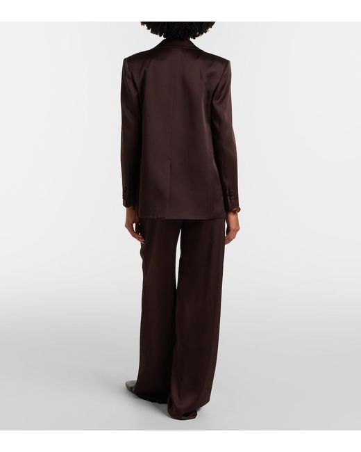 Max Mara Brown Elegante Satin Wide-Leg Pants