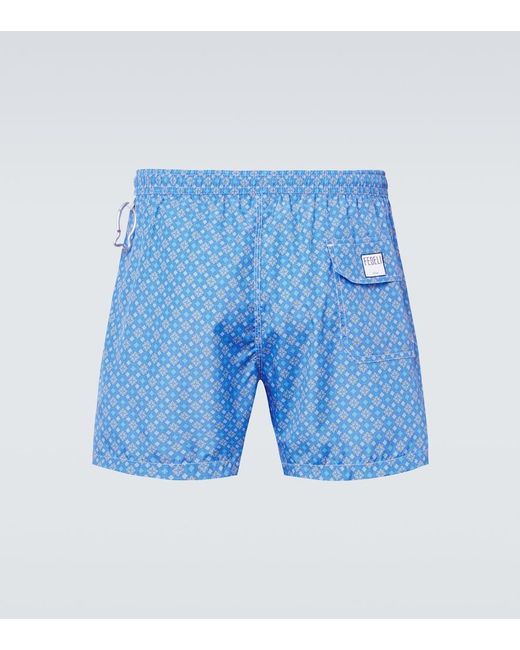 Fedeli Blue Madeira Floral Swim Trunks for men