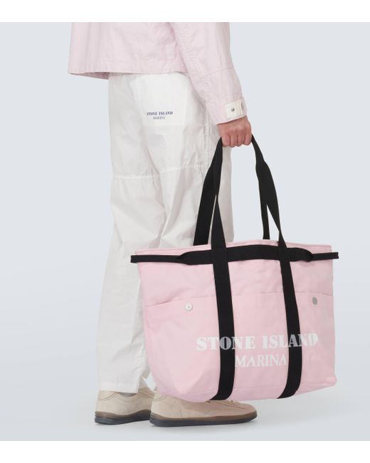Stone Island Pink Marina Cotton Canvas Tote Bag for men