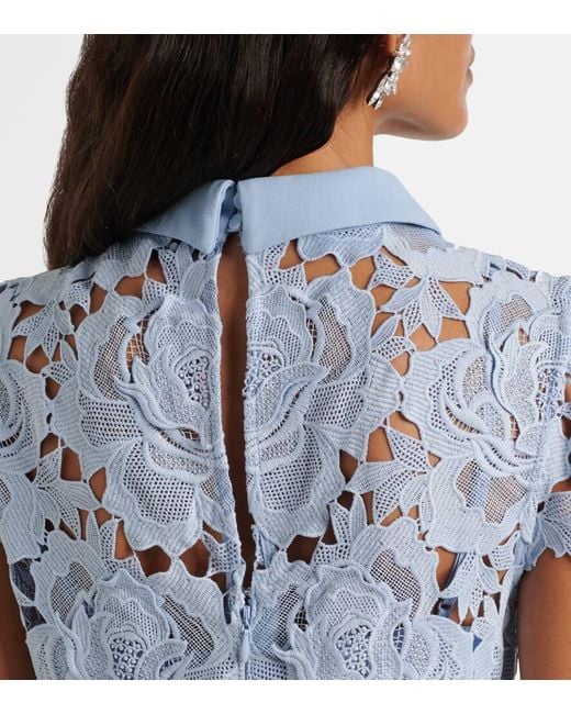 Self-Portrait Blue Floral Lace Cocktail Dress