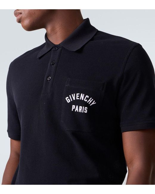 Givenchy Black Paris Cotton Pique Polo Shirt for men