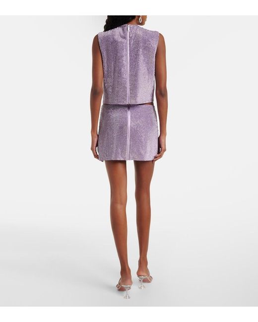 Self-Portrait Purple Metal Mesh Top