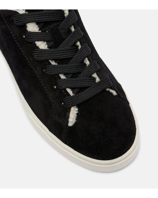 Tod's Black Cassetta Shearling-Lined Suede Sneakers