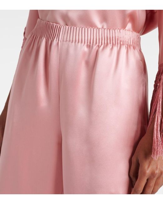 Valentino Pink Silk Duchess Satin Wide-Leg Pants