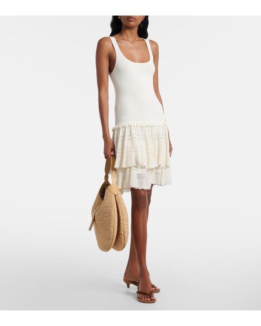 Polo Ralph Lauren White Crochet Ribbed-Knit Minidress