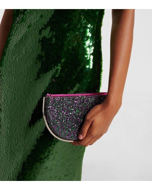 Aquazzura Blue Purist Mini Glitter Clutch
