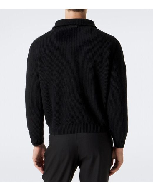 Saint Laurent Black Wool Half-Zip Sweater for men