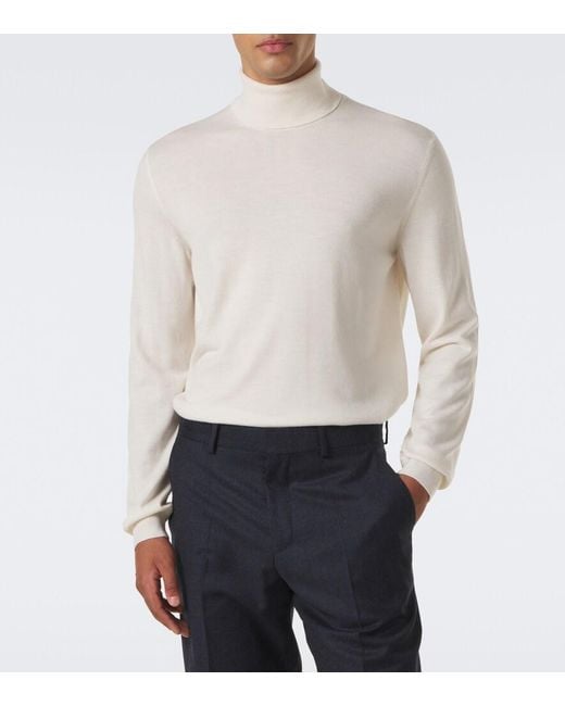Slowear White Virgin Wool Turtleneck Sweater for men
