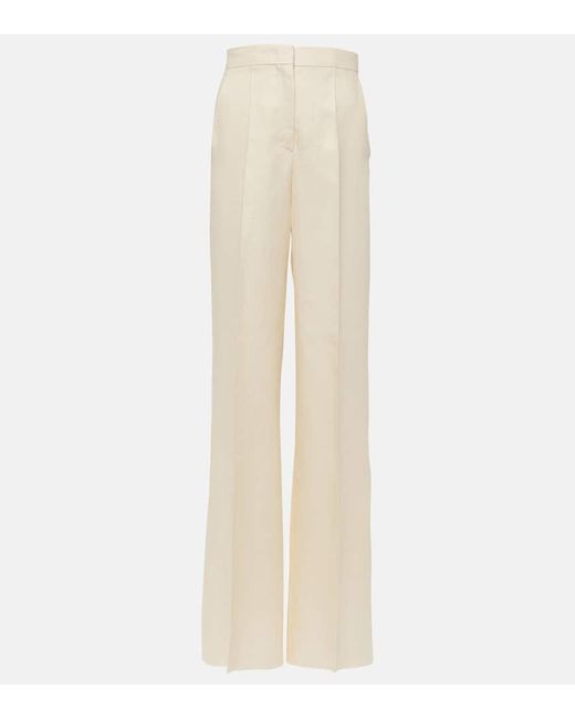 Pantalones anchos Hangar de sarga de lino Max Mara de color White
