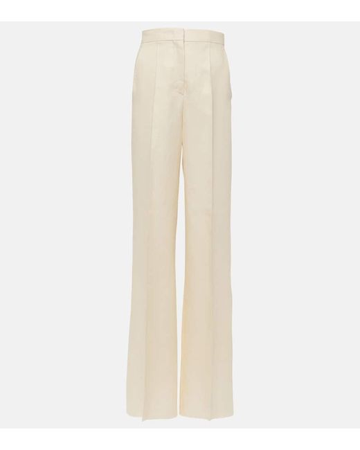 Pantaloni a gamba larga Hangar in twill di Max Mara in White