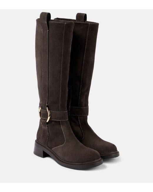 See By Chloé Black New Ring Suede Knee-High Boots