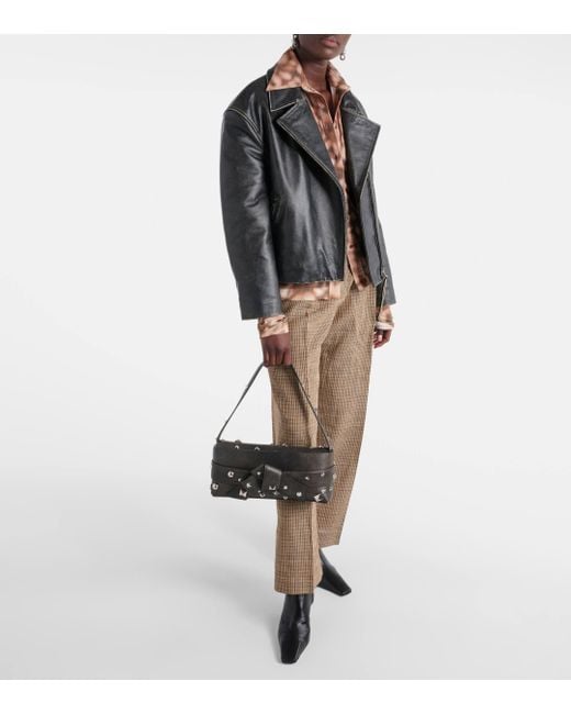 Acne Black Musubi Studded Leather Shoulder Bag