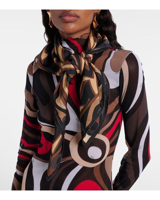Emilio Pucci Metallic Labirinto Silk Twill Scarf