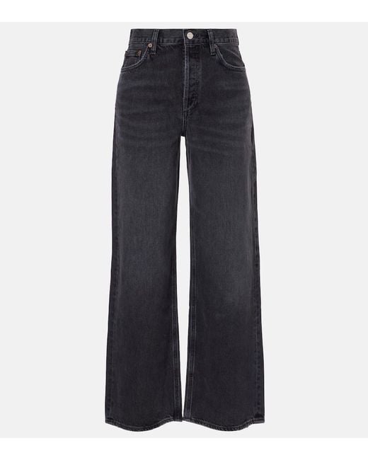Agolde Blue Low Slung Baggy Wide-Leg Jeans