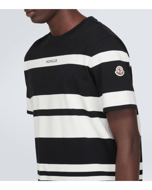 T-shirt raye en coton Moncler pour homme en coloris Black