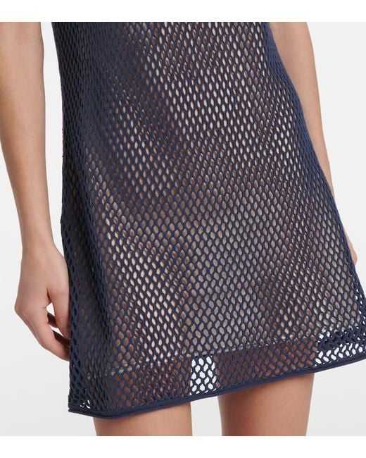 Vestido Corto En Malla De Algodon Prada de color Blue