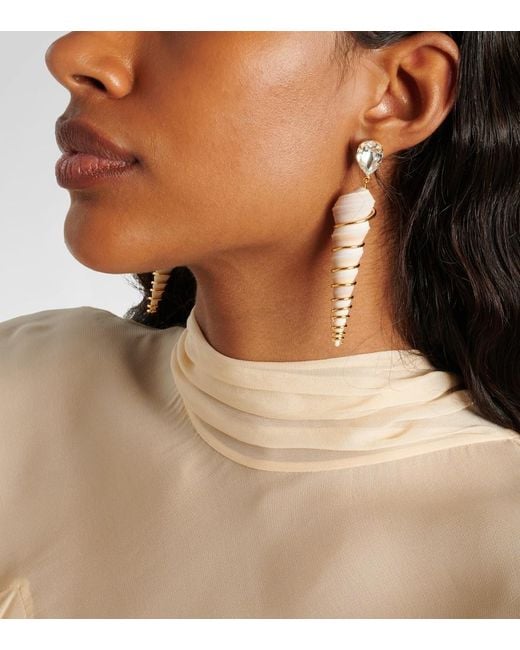Jennifer Behr White Embellished Drop Earrings