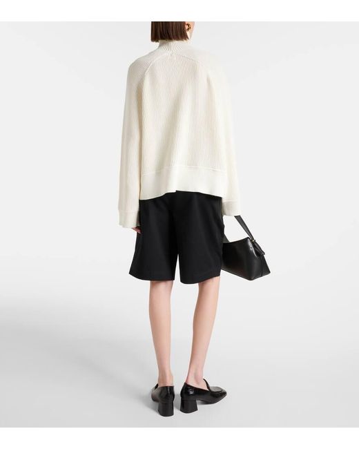 Totême  White Cotton-blend Turtleneck Sweater