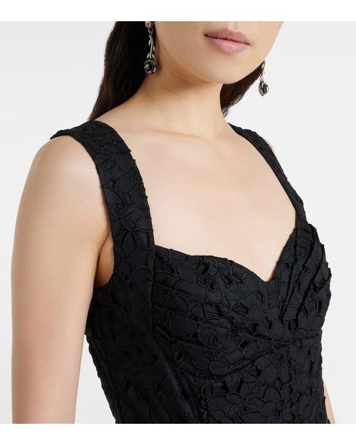 Rebecca Vallance Kitsu Broderie Anglaise Midi Dress in Black