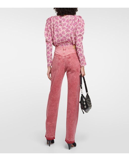 Isabel Marant Red Noemie Straight-Leg Jeans
