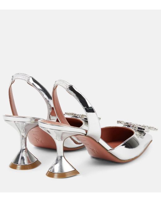 AMINA MUADDI Metallic Begum 70 Mirrored Leather Slingback Pumps