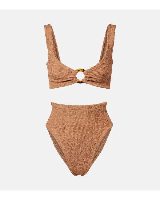 Hunza G White Nadine Ring-Detail Bikini